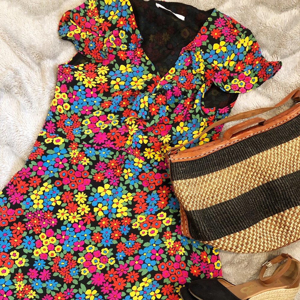 Zara 70s style floral dress, size L